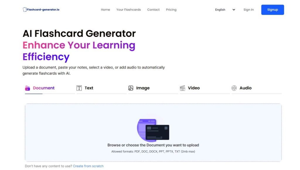 เครื่องมือสร้างบัตรคำอัจฉริยะ Flashcard-generator.io ด้วย A